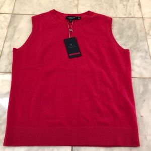 Lands End Hot Pink Cashmere Sleeveless Sweater M